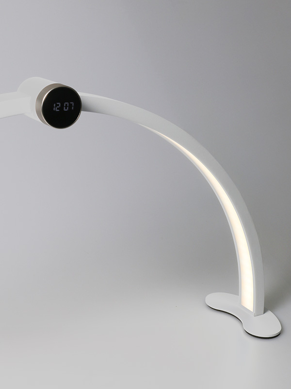 LED Halfmoon pöytälamppu kellolla, valkoinen - Image 2