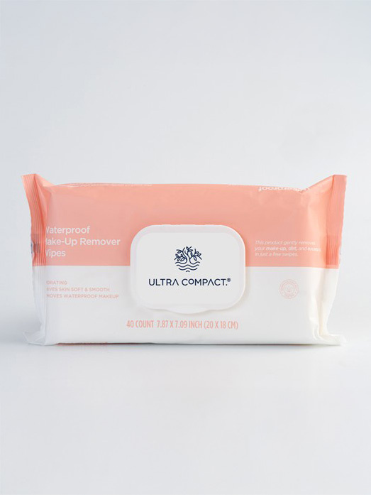 Ultra Compact Waterproof Makeup Big Wipes 40pc