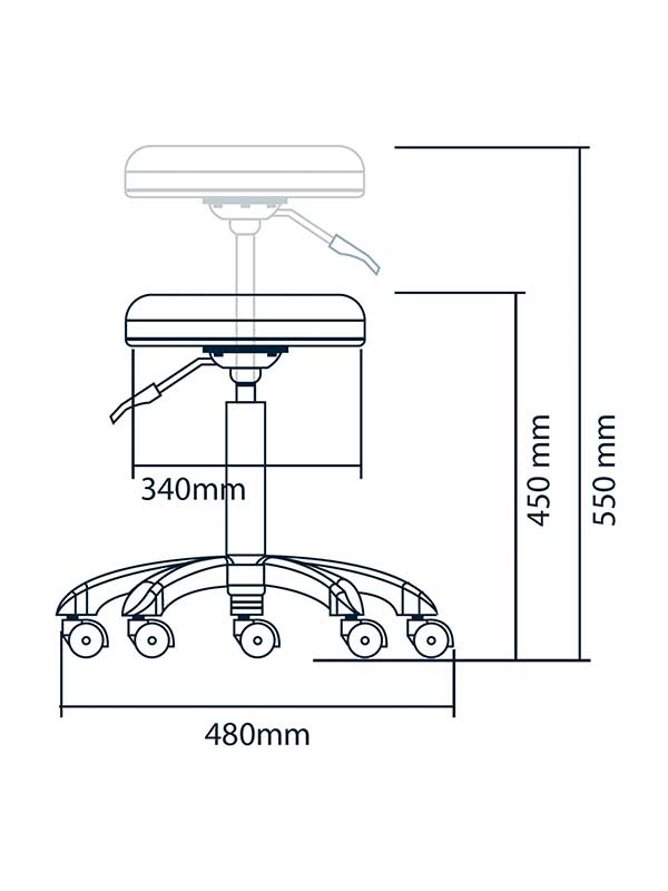 Tecniwork pillerituoli ilman selkänojaa, t. harmaa - Image 3