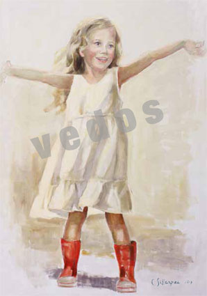 JulisteTyttö punaisissa saappaissa 42x59,5