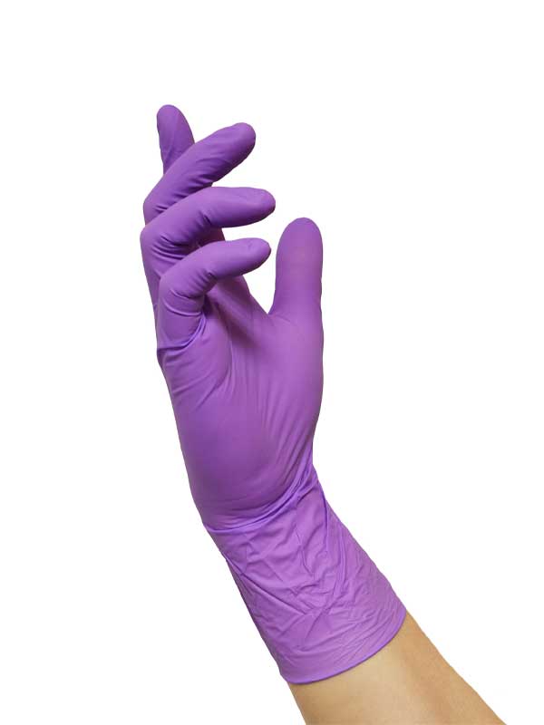Nitriilikäsine pitkävartinen 30 cm, lila M 100 kpl